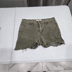 PacSun Olive Raw-Hem High-Rise Denim Shorts